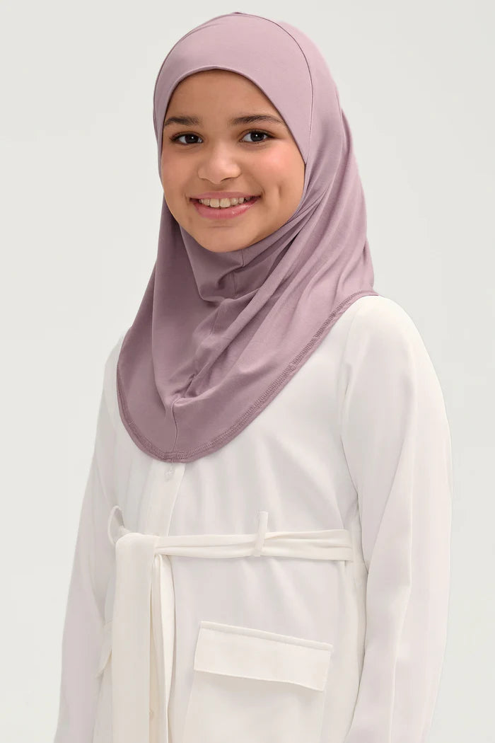 Amira Bamboo Jersey Instant Hijab - Purple Dove (Girls)