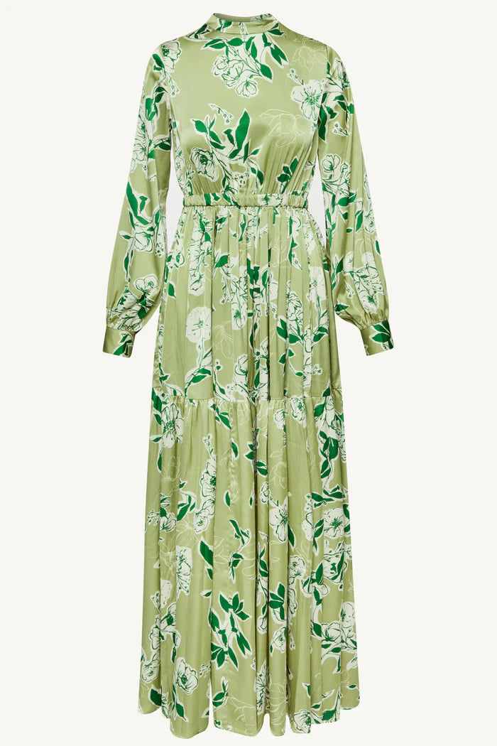 Tuleen Satin Floral Maxi Dress